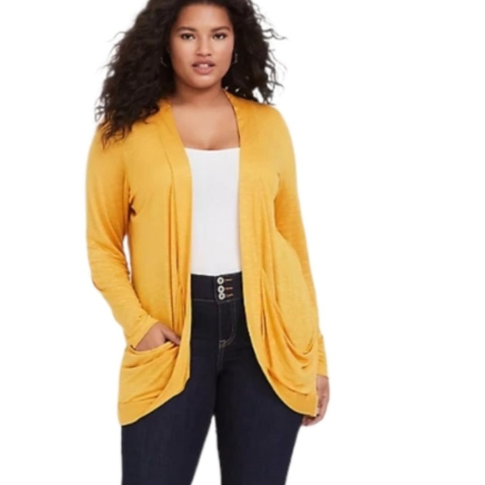 Torrid Size 5 Mustard Draped Cardigan